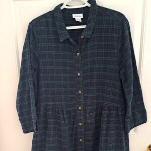 LARGE Vermont Country Store scotch plaid flannel midi dress, so cozy!